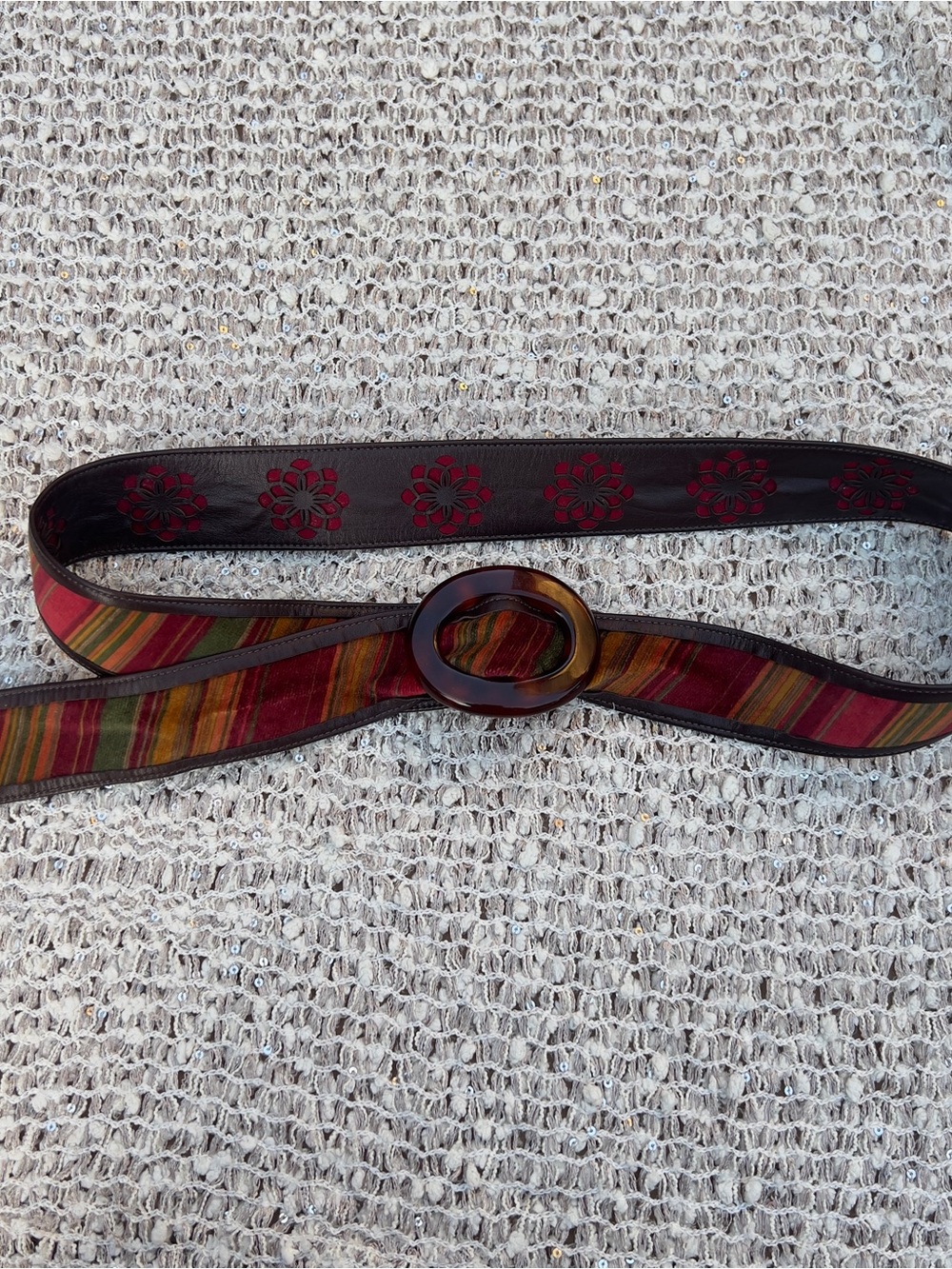 Hadley Pollet Tortoise shell buckle leather belt